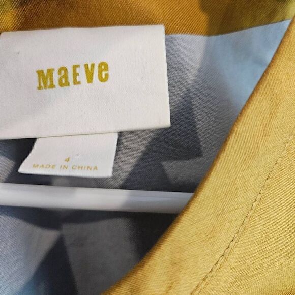 Maeve Anthropologie Gold A- Line Cut out Neckline Sheen Dress Size 4 - Picture 3 of 7